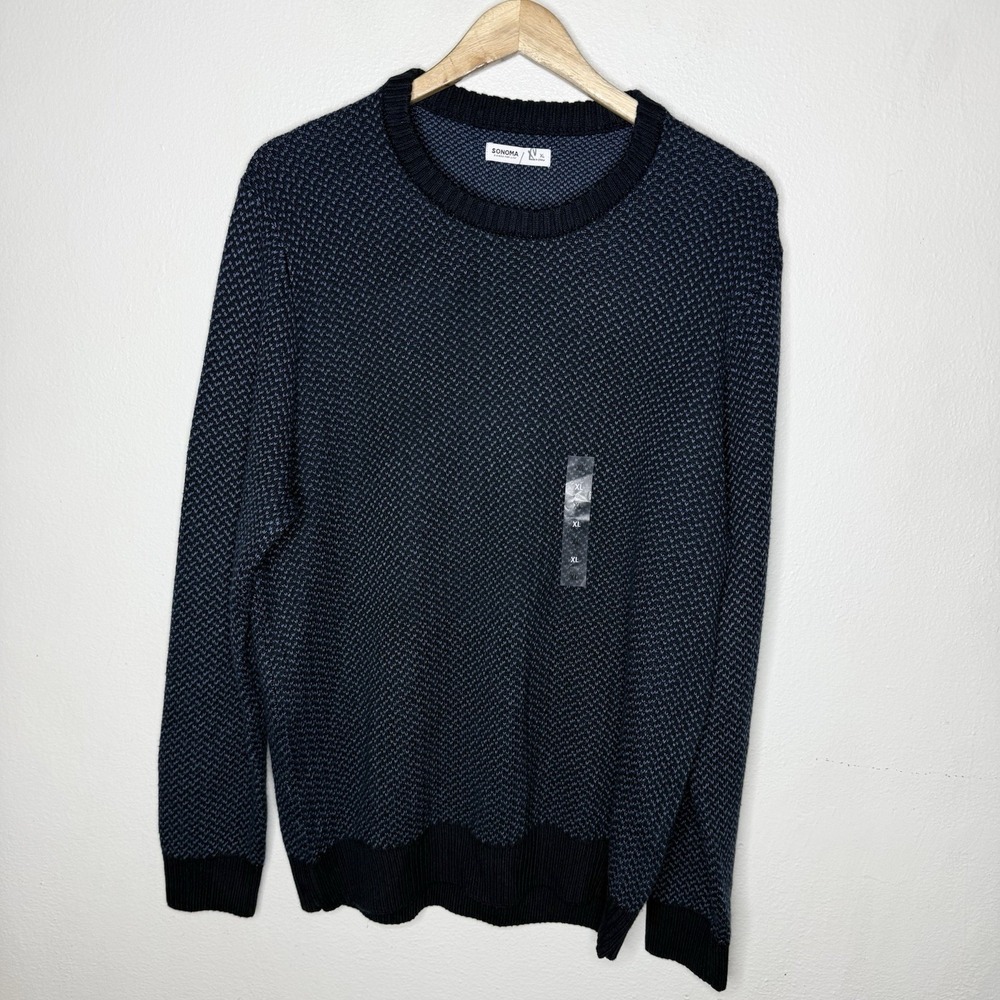 New Sonoma Blue Cotton Acrylic Crewneck Sweater Knit Men's XL Large Business